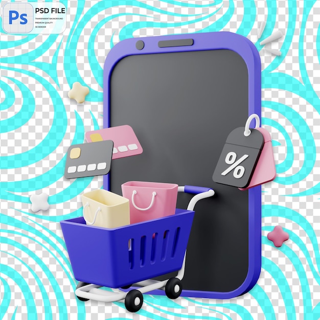 3D-Kreditkarte und Rabatt-Symbol Isolierte PNG-Illustration PSD-Vorlage