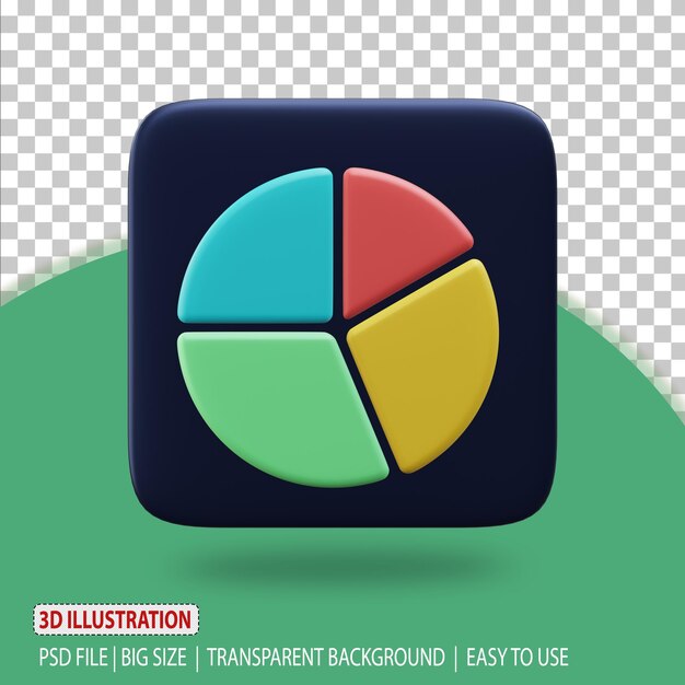 3D-Kreisdiagramm-Symbol Online-Shop-Rendering mit transparentem Hintergrund