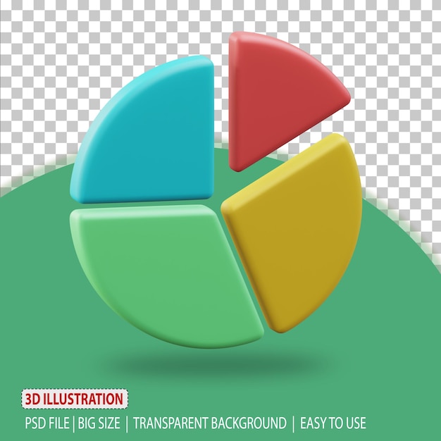3D-Kreisdiagramm-Symbol Online-Shop-Rendering mit transparentem Hintergrund