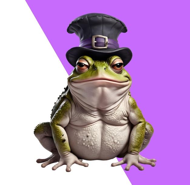 PSD 3d-krötenfrosch mit hexenhut für halloween