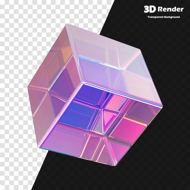 3D krychle se slovy 3D renderování vytištěnými na ní