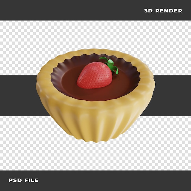 PSD 3d-kuchen mit erdbeere auf transparentem hintergrund gerendert