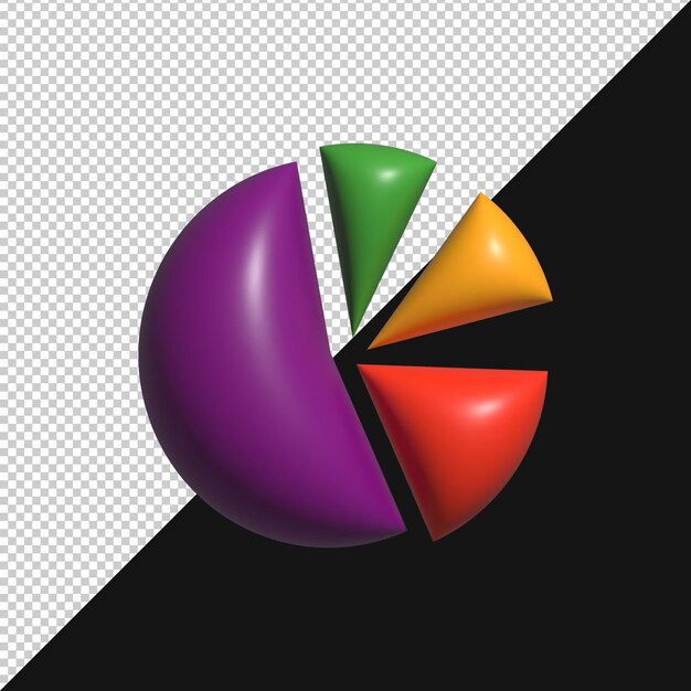 3D-Kuchendiagramm-Infografik mit farbenfrohen Segmenten