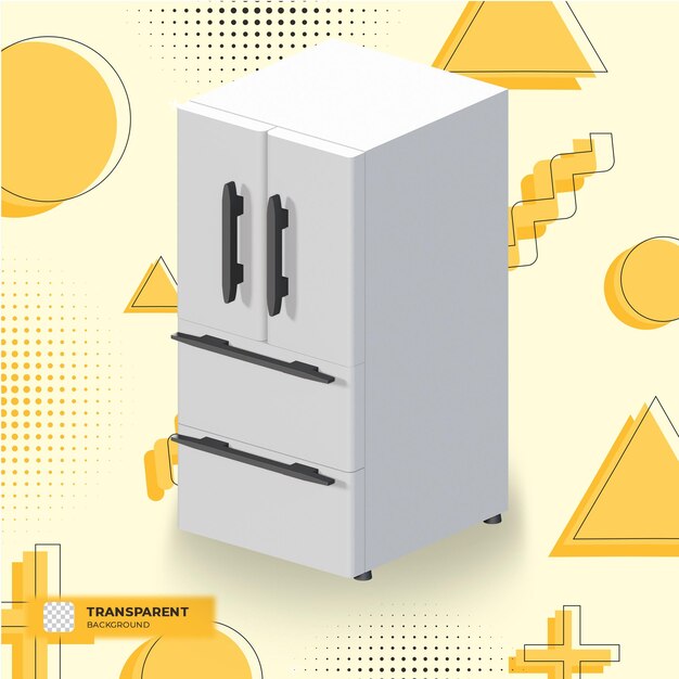 PSD 3d-kühlschrank-illustrationen