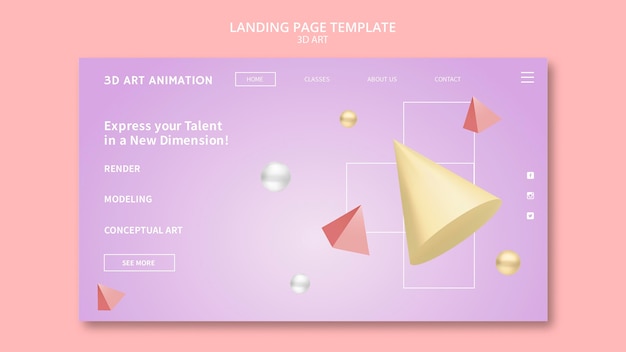 PSD 3d-kunst-landingpage