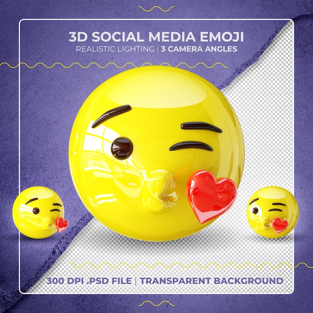 3D-Kuss-Emoji isoliert