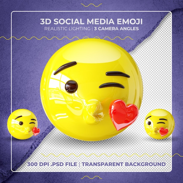 PSD 3d-kuss-emoji isoliert