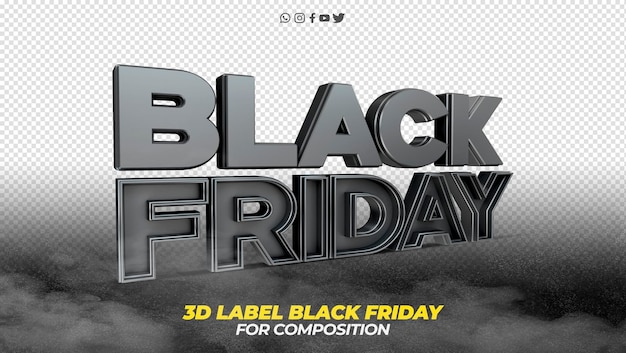 3d label black friday para campanhas de marketing no brasil