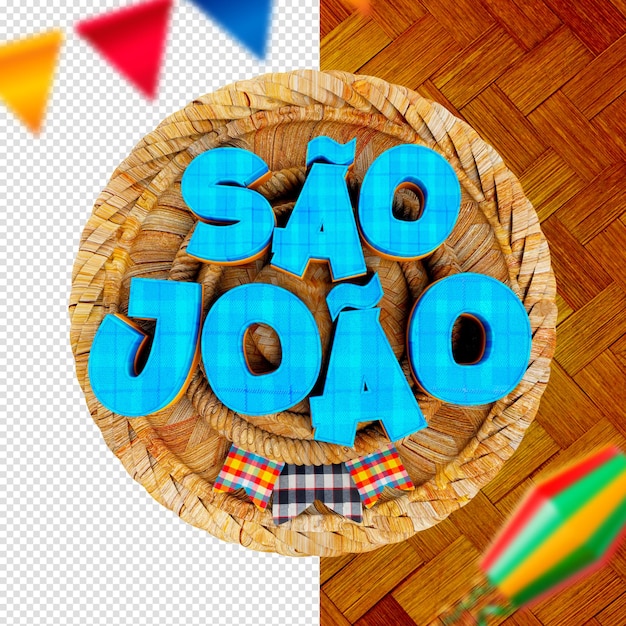 PSD 3d label festa juninas no brasil para composição para campanhas de mídia social selo 3d são joao