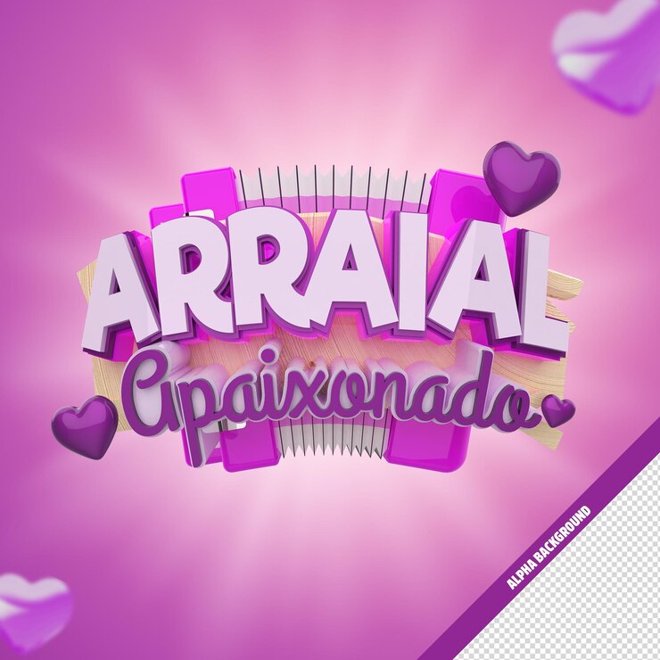 PSD 3d label lovely logo sloe arraial apaixonado dia dos namorados