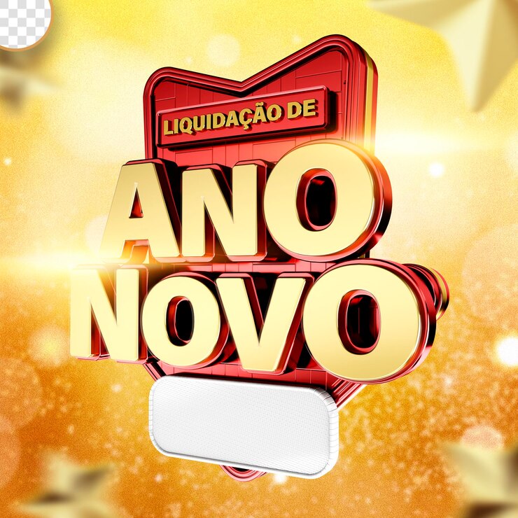 PSD 3d label promoção de ano novo fim de ano venda ano novo no brasil
