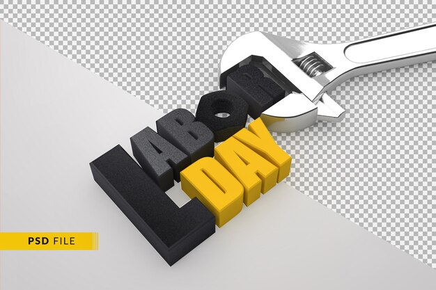 3D Labor Day Konzept und Schraubenschlüssel Handwerkzeug für den Bau