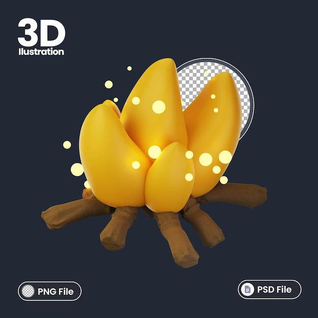 3d-lagerfeuer-illustrationssymbol mit abenteuerthema