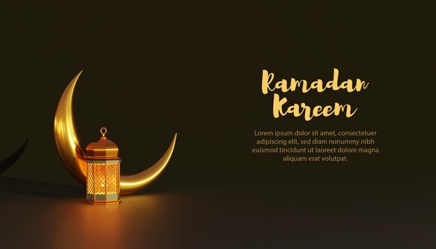 3d Lampe und Mond Ramadan Kareem Vorlage