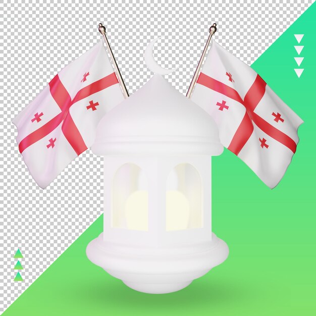 PSD 3d lanterna do ramadã bandeira da geórgia renderização vista frontal