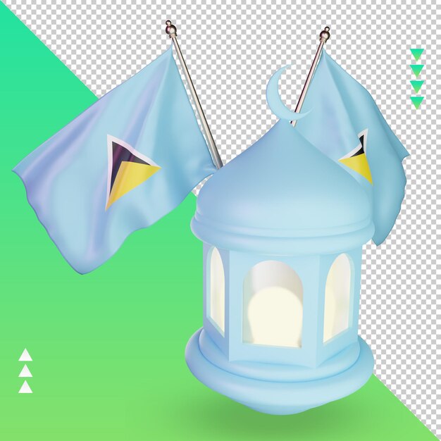 3d lanterna do ramadã bandeira de santa lúcia renderizando a vista direita