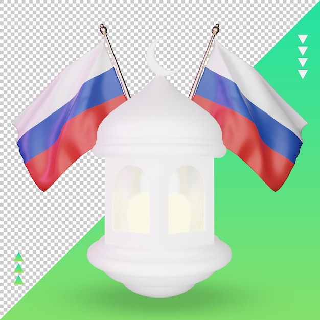 PSD 3d lanterna do ramadã bandeira russa renderização vista frontal