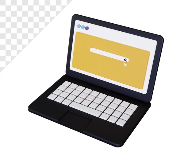 3d-laptop mit suchleiste