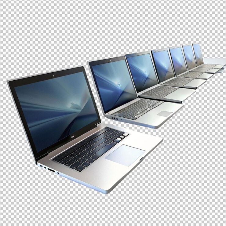 PSD 3d-laptops auf weißem hintergrundfoto