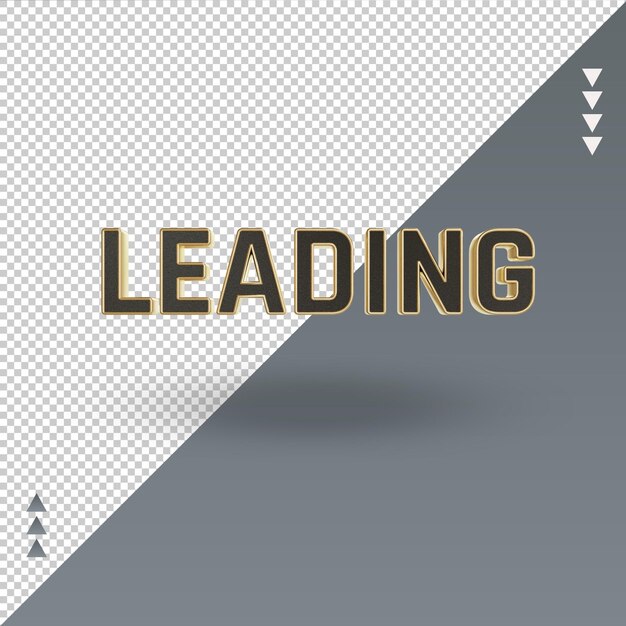3d Leading black gold icon rendant la vue de face