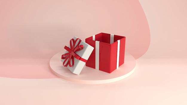 3D leere Geschenkbox auf einer Plattform mit bearbeitbarer Farbe in 4k-Auflösung