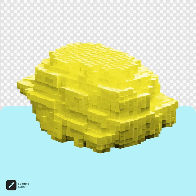 3d lemon voxel art isolato