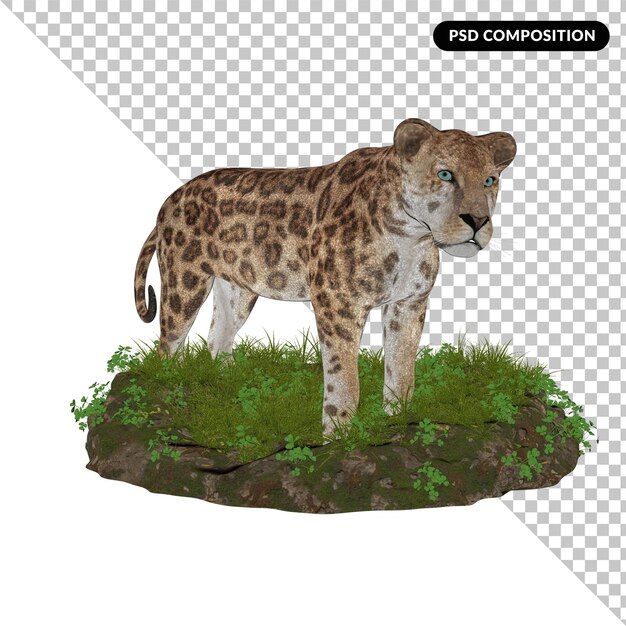 PSD 3d leopardo aislado 3d