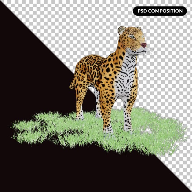 3d, leopardo, ilustración, animal salvaje