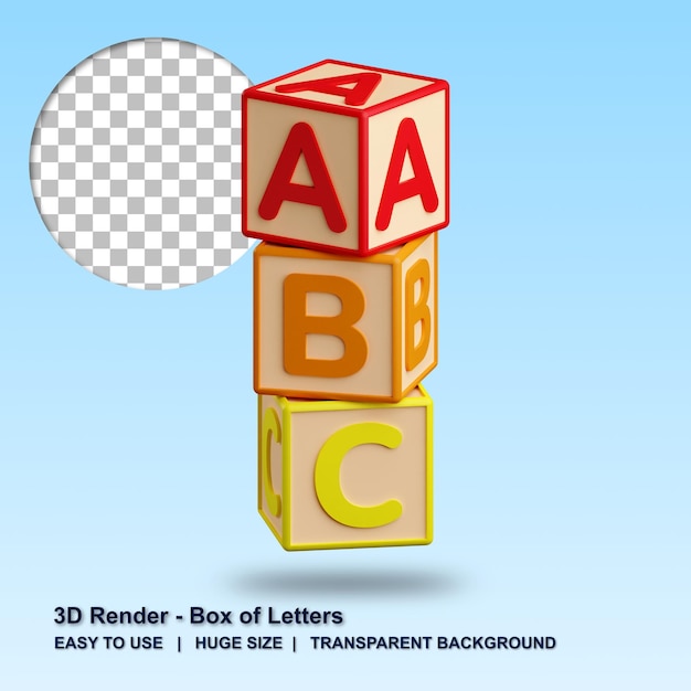 PSD 3d letra abc ilustración con fondo transparente