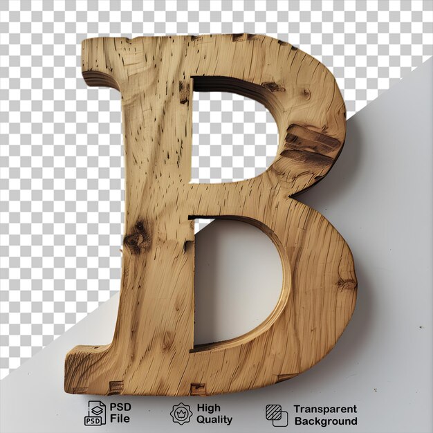 PSD 3d letra de madeira b alfabeto png isolado em fundo transparente