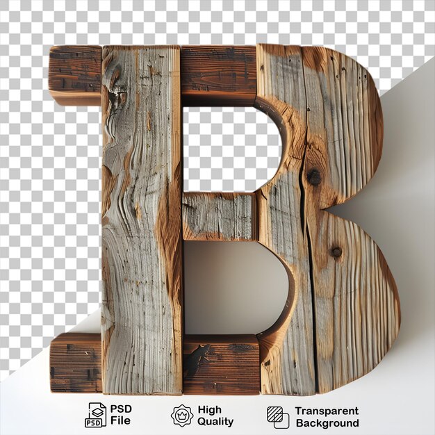 PSD 3d letra de madeira b alfabeto png isolado em fundo transparente