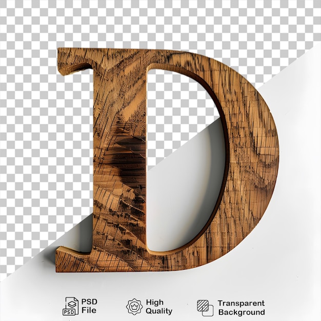 3d letra de madeira d alfabeto png isolado em fundo transparente