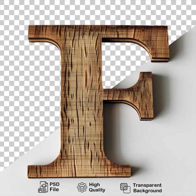 PSD 3d letra de madeira f alfabeto png isolado em fundo transparente