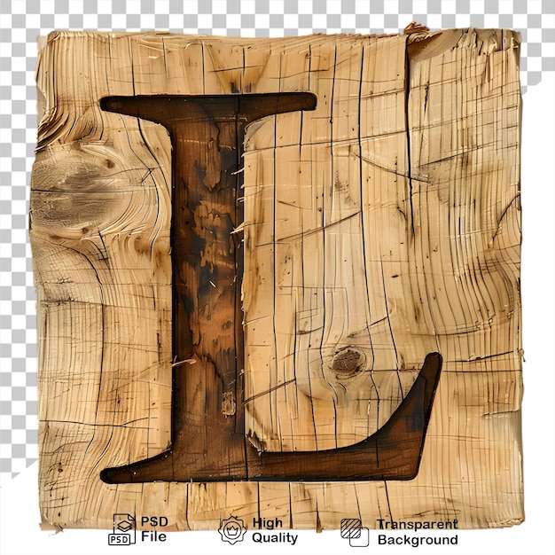 PSD 3d letra de madeira l alfabeto png isolado em fundo transparente