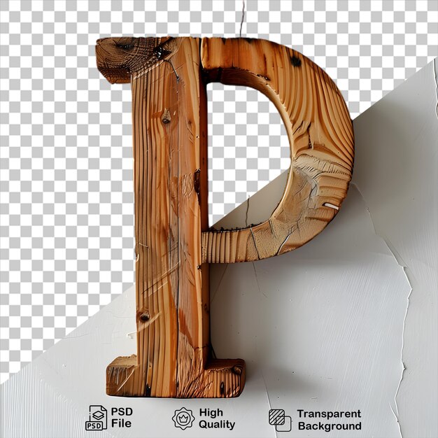 PSD 3d letra de madeira p alfabeto png isolado em fundo transparente