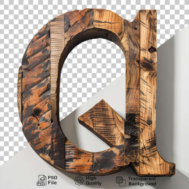3d letra de madeira q alfabeto png isolado em fundo transparente