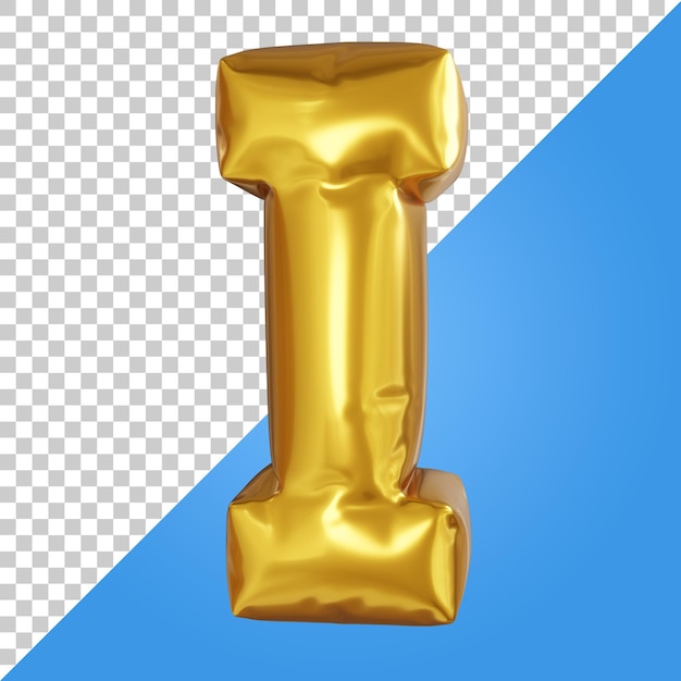 3d letra i globo dorado