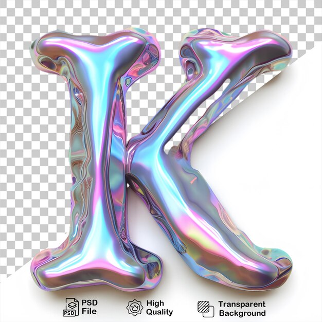 PSD 3d letra k holograma gradiente isolado em fundo transparente incluir arquivo png