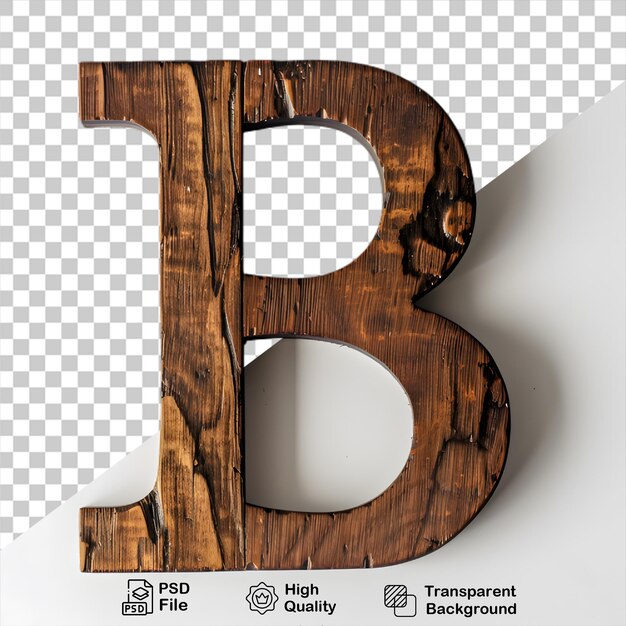 PSD 3d letra de madera b alfabeto png aislado en fondo transparente