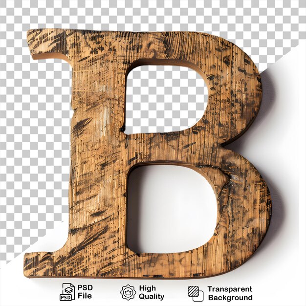 PSD 3d letra de madera b alfabeto png aislado en fondo transparente