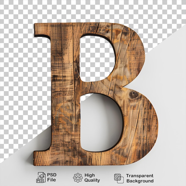 PSD 3d letra de madera b alfabeto png aislado en fondo transparente