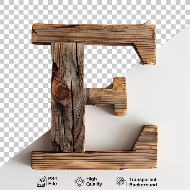 3d letra de madera e alfabeto png aislado en fondo transparente