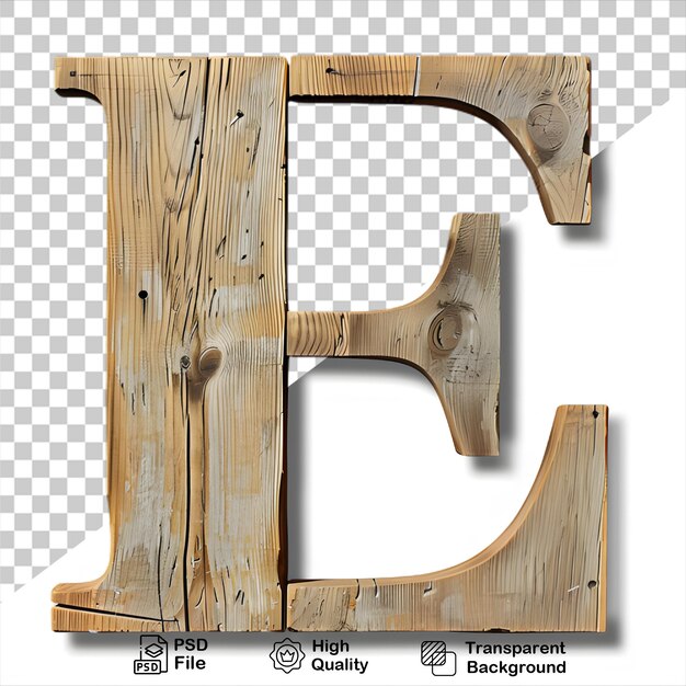 PSD 3d letra de madera e alfabeto png aislado en fondo transparente