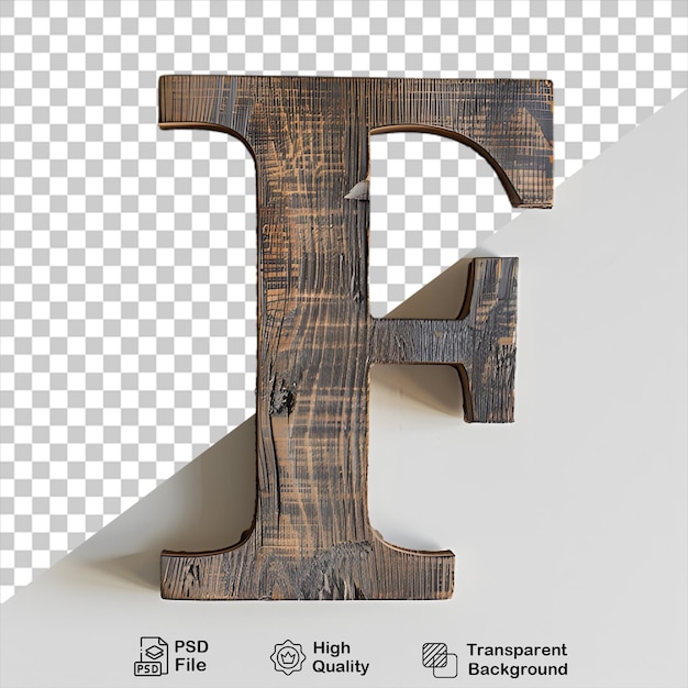 3d letra de madera f alfabeto png aislado en fondo transparente