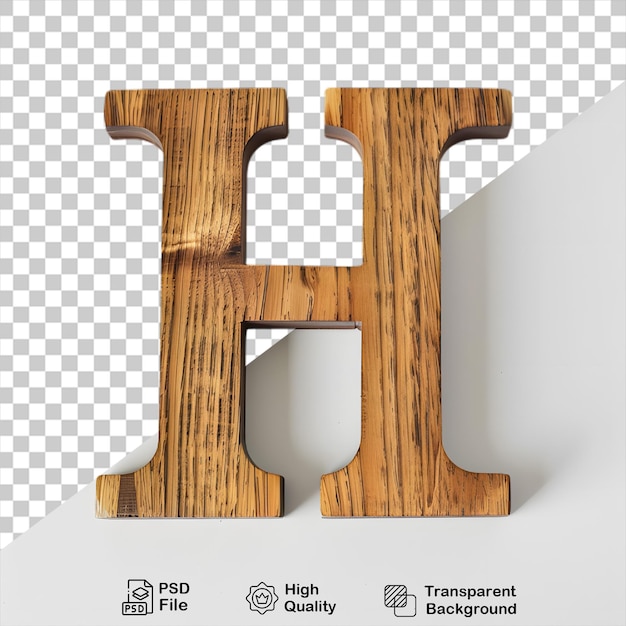 3d letra de madera h alfabeto png aislado en fondo transparente