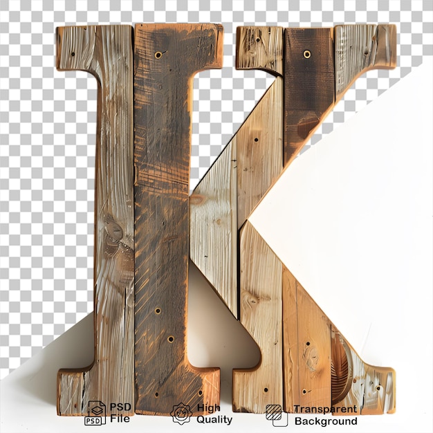 3d letra de madera k alfabeto png aislado en fondo transparente