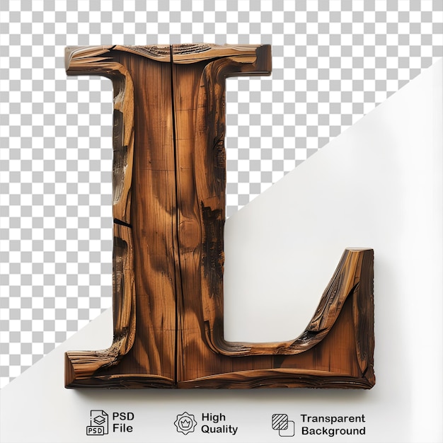 3d letra de madera l alfabeto png aislado en fondo transparente