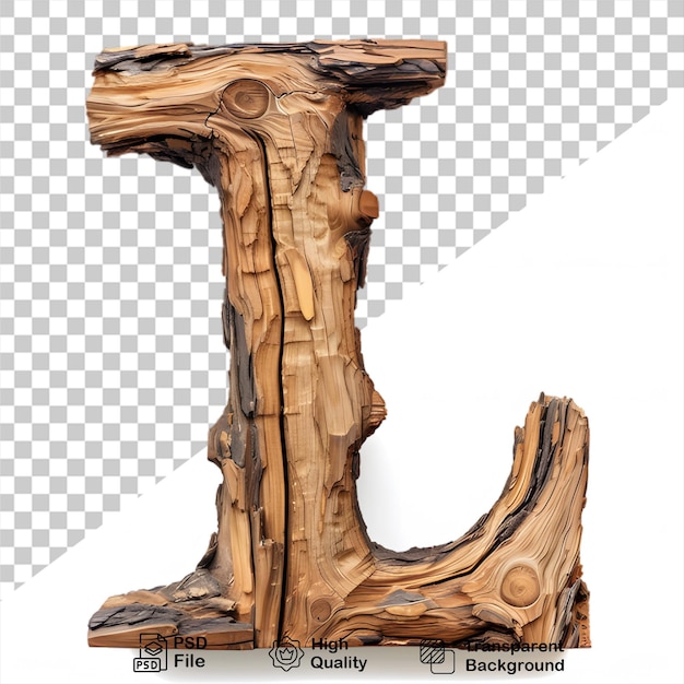 PSD 3d letra de madera l alfabeto png aislado en fondo transparente