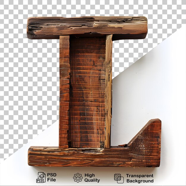 PSD 3d letra de madera l alfabeto png aislado en fondo transparente