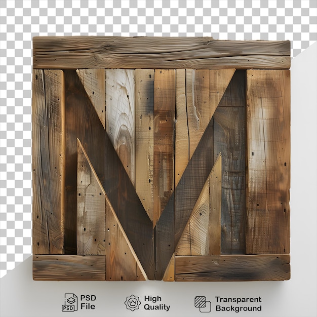PSD 3d letra de madera m alfabeto png aislado en fondo transparente